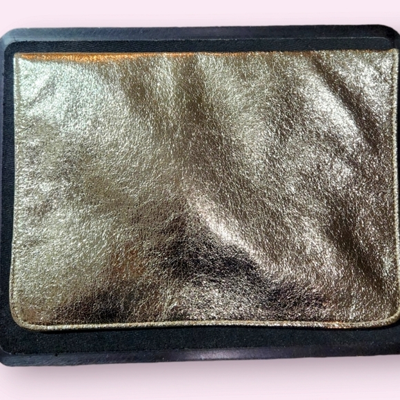 NWT Thierry Mugler Gold Metallic Vegan Pouch Clutch Envelope Purse Evening Bag - Picture 2 of 7
